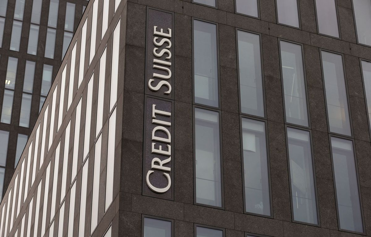 The logo of Swiss bank Credit Suisse is seen at an an office building in Zurich