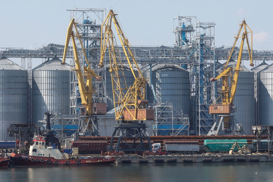 A grain terminal at the sea port in Odesa, Ukraine