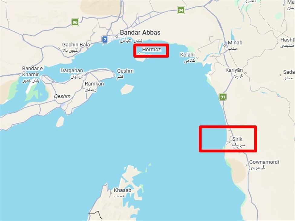 Bản đồ khu vực eo biển Hormuz
